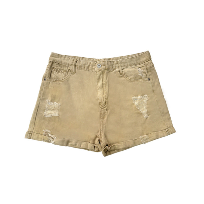 Damen Modische Destroyed Shorts aus Denim mit lässigem Schnitt und fransigen Details Drune