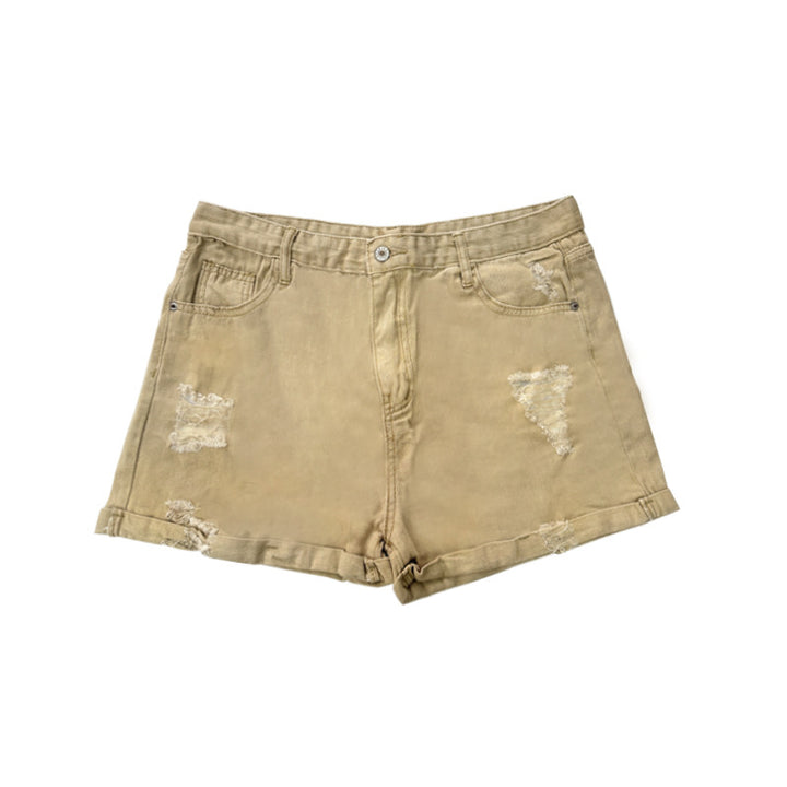 Damen Modische Destroyed Shorts aus Denim mit lässigem Schnitt und fransigen Details Drune