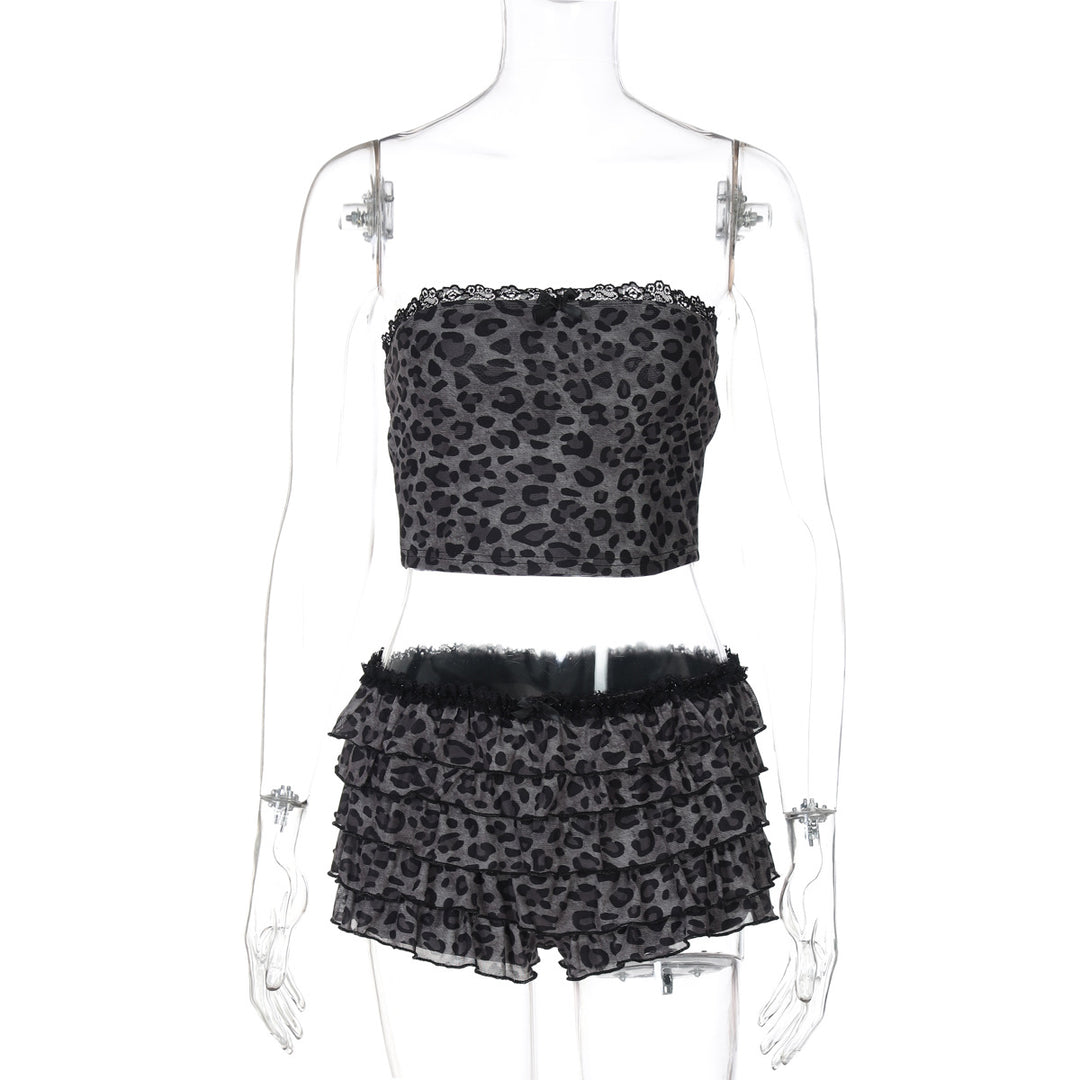 Damen Set aus luftiger Crop-Top und fransigen Shorts Drune