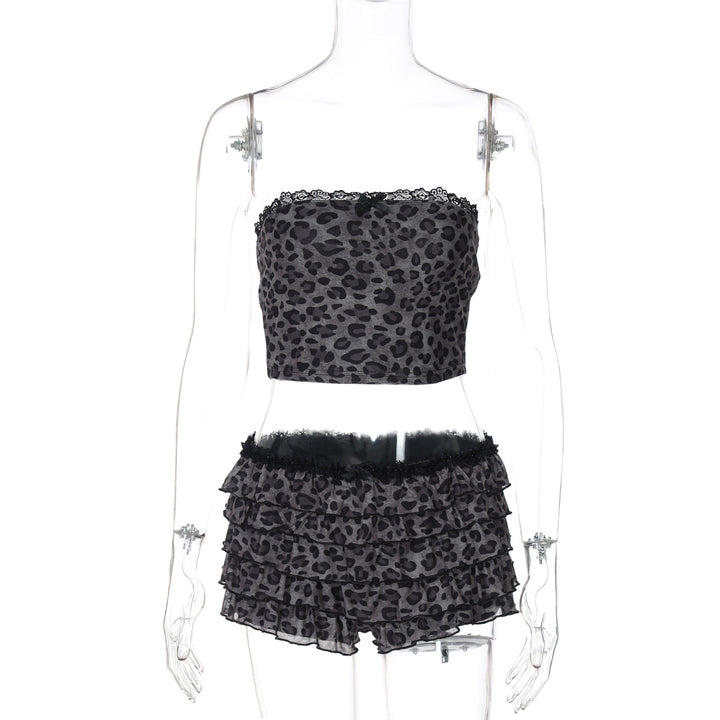 Damen Set aus luftiger Crop-Top und fransigen Shorts Drune
