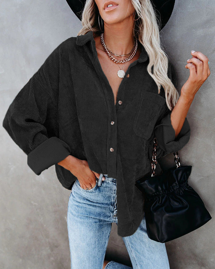 Damen lässige Cordhemdbluse Drune
