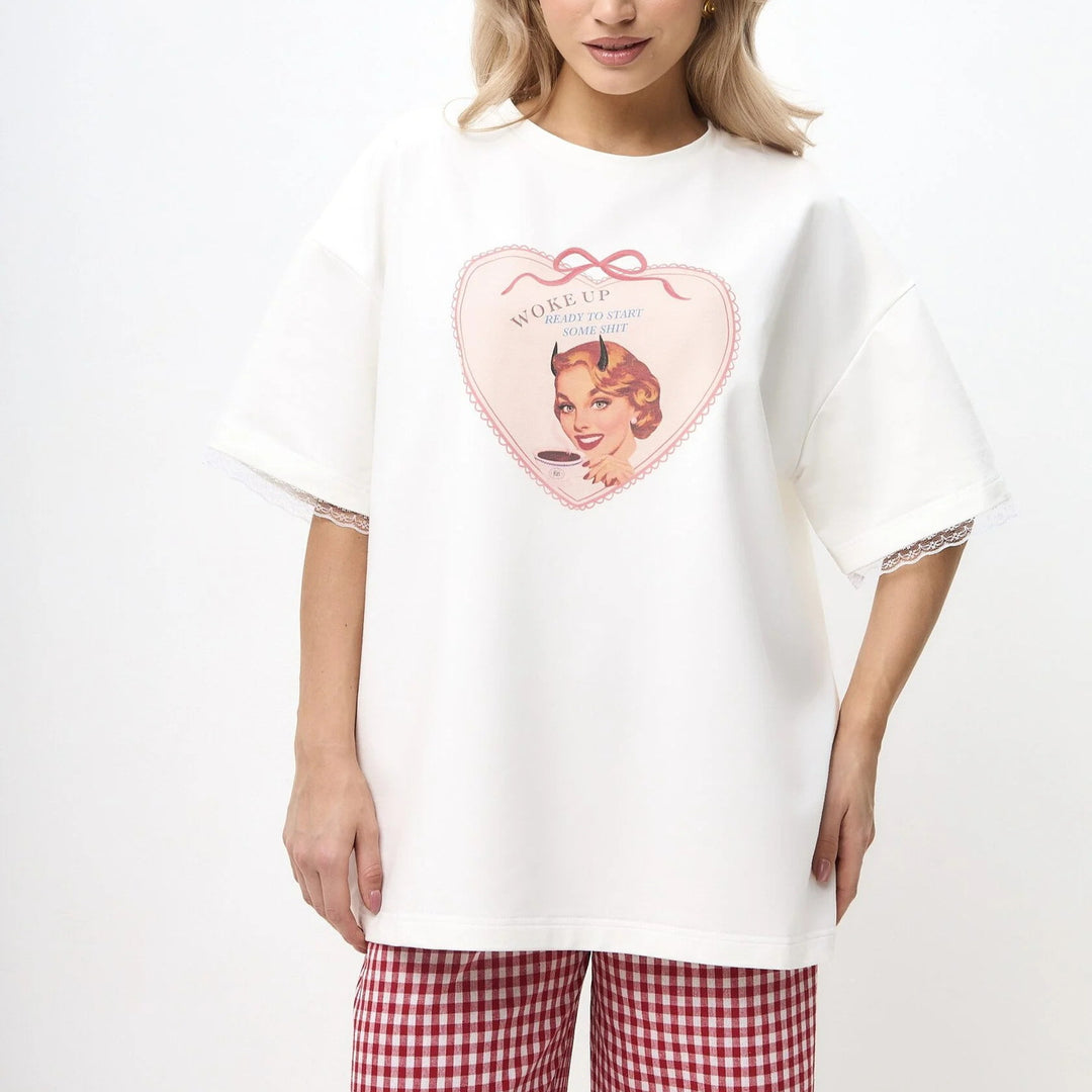 Damen Casual Oversize-Bluse mit Spitzenärmelbindung und lässigem Design Drune