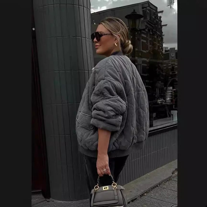 Damen gesteppte Oversized-Bomberjacke mit weichem Futter und luxuriösem Schnitt Drune