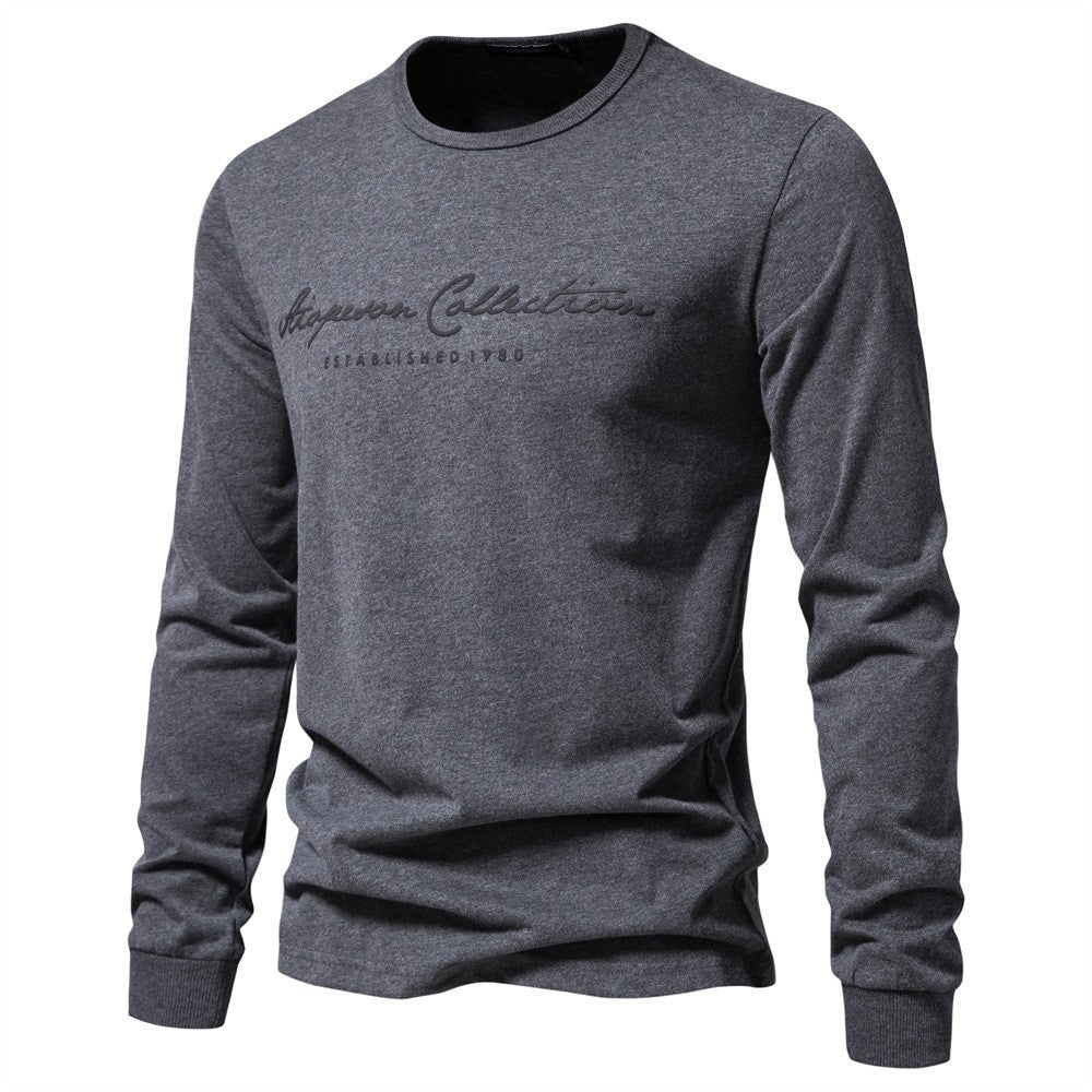 Herren nan minimalistisches Rundhals-Sweatshirt aus Baumwollmischung mit gerippten Bündchen Drune