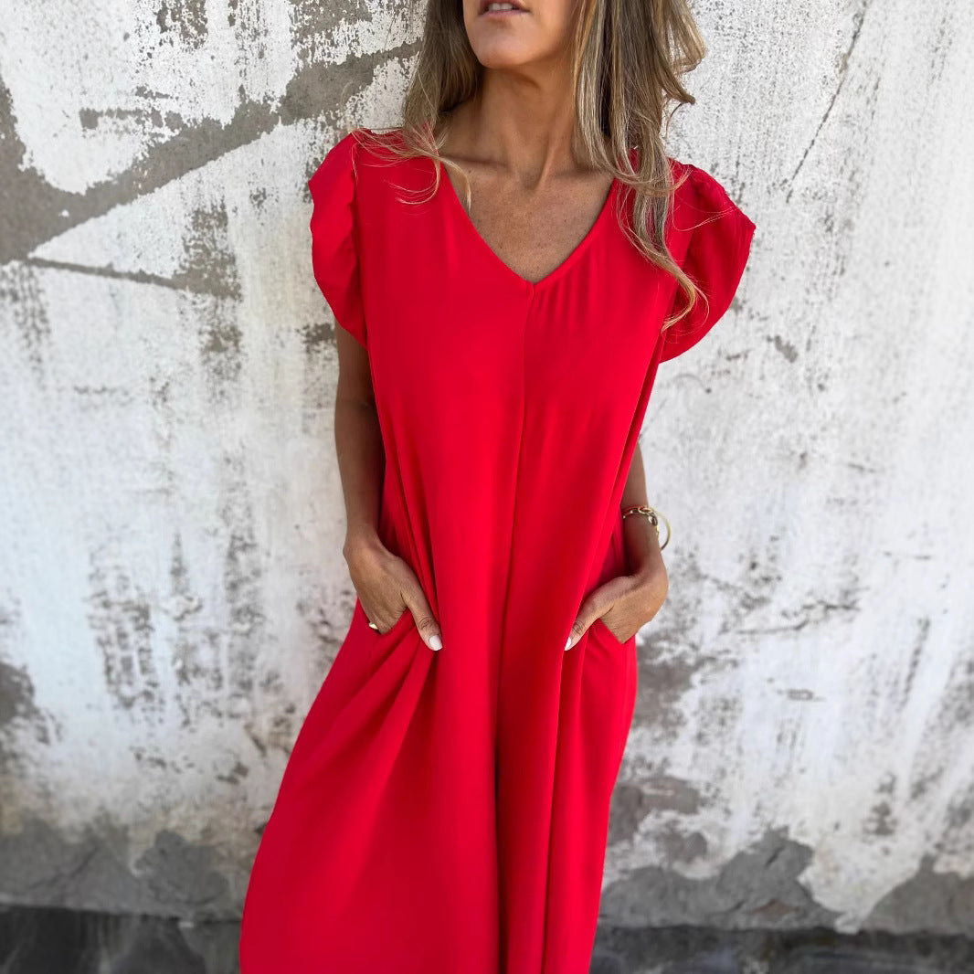 Damen Leichtes Maxikleid im modischen Leopardenlook mit Seitentaschen Drune