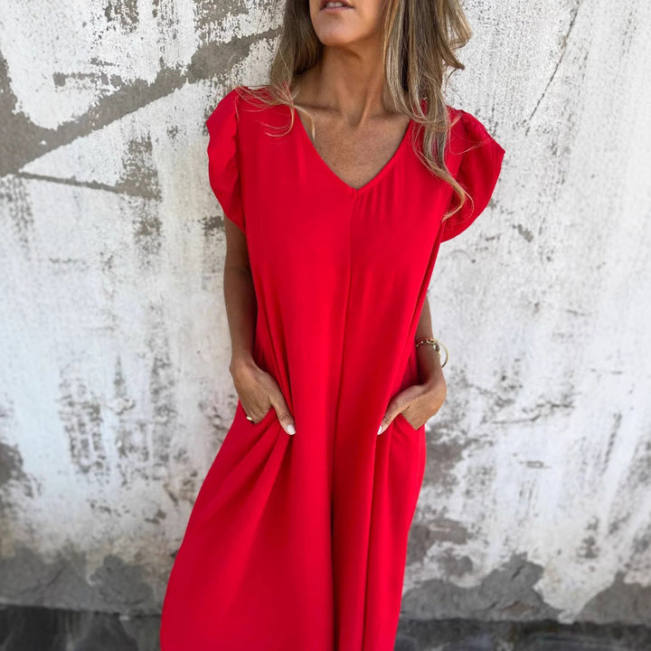 Damen Leichtes Maxikleid im modischen Leopardenlook mit Seitentaschen Drune