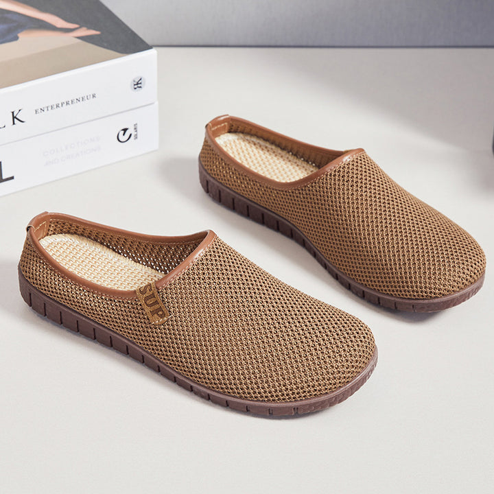 Damen nan atmungsaktiver gestrickter Slipper mit gewebtem Komfortfußbett und flexibler Profilsohle Drune