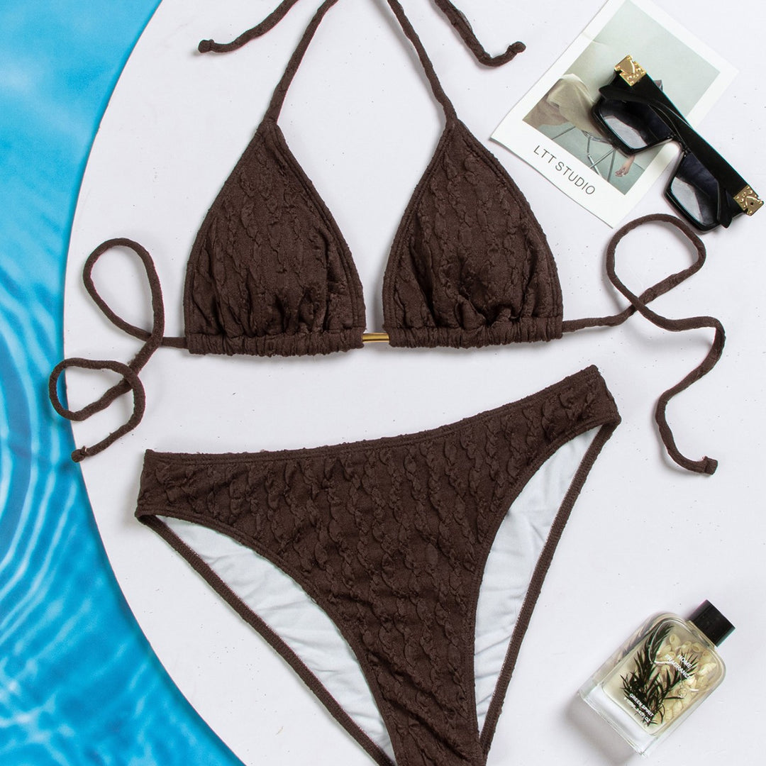 Damen Triangel-Bikini mit raffiniertem Strukturdesign und verstellbaren Trägern Drune
