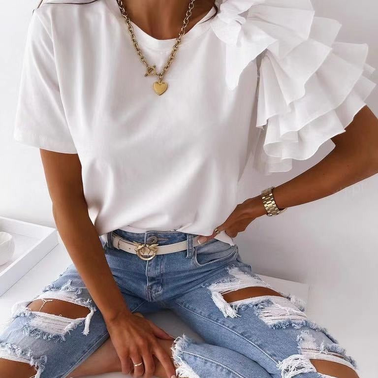 Damen T-Shirt mit trendigen Rüschendetails Drune