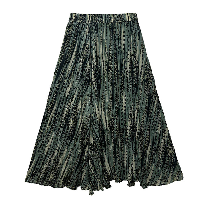 Damen nan fein gefalteter Midirock mit Vintage Blumenprint und elastischem Taillenbund Drune