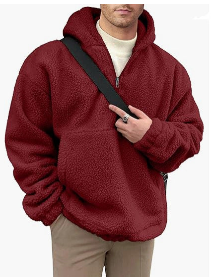 Herren kuscheliger Fleece-Pullover mit halbem Reißverschluss Drune