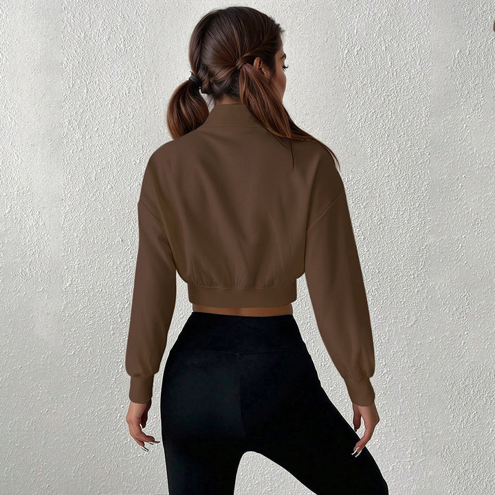 Damen cropped Sweatshirt mit hochschließendem Reißverschluss und aus softem Material Drune