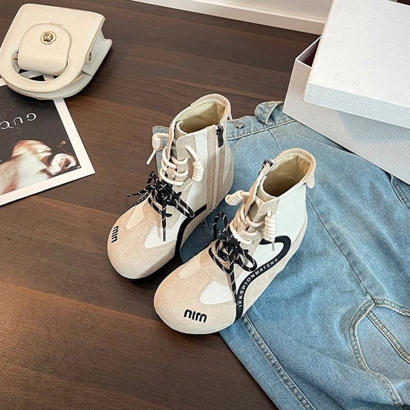 Damen High-Top Sneakers mit innovativer Schnürung und Reißverschluss Drune