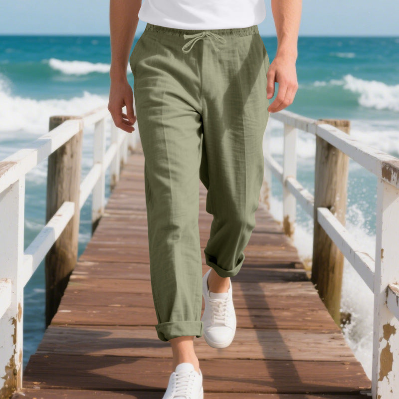 Herren Bequeme Strandhose mit verstellbarem Kordelzug Drune