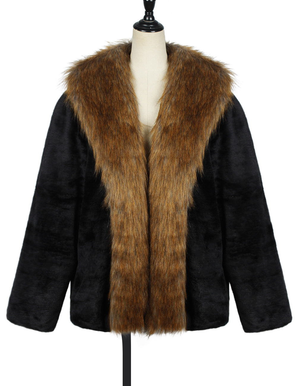 Herren Elegante und warme Fleecejacke mit Kunstpelzkragen Drune