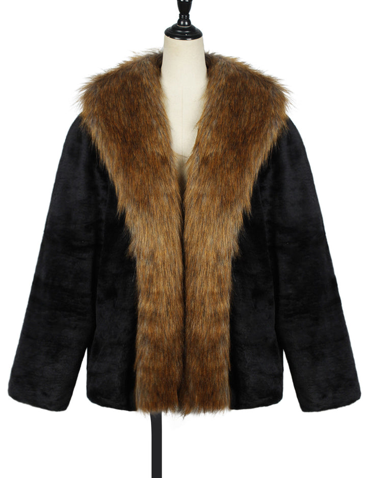 Herren Elegante und warme Fleecejacke mit Kunstpelzkragen Drune