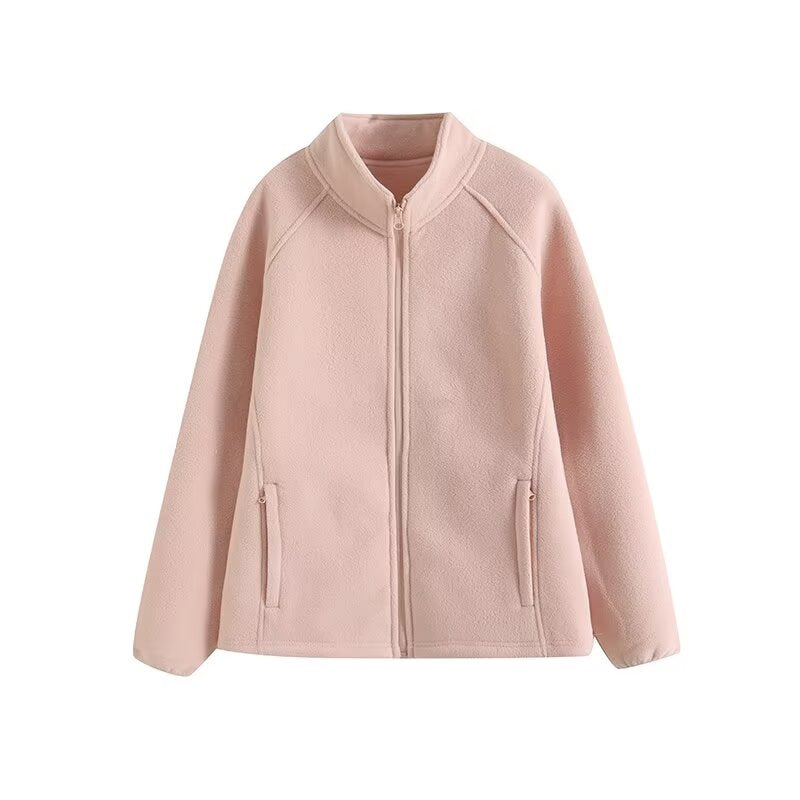 Damen kuschelige Fleecejacke mit hohem Kragen Drune