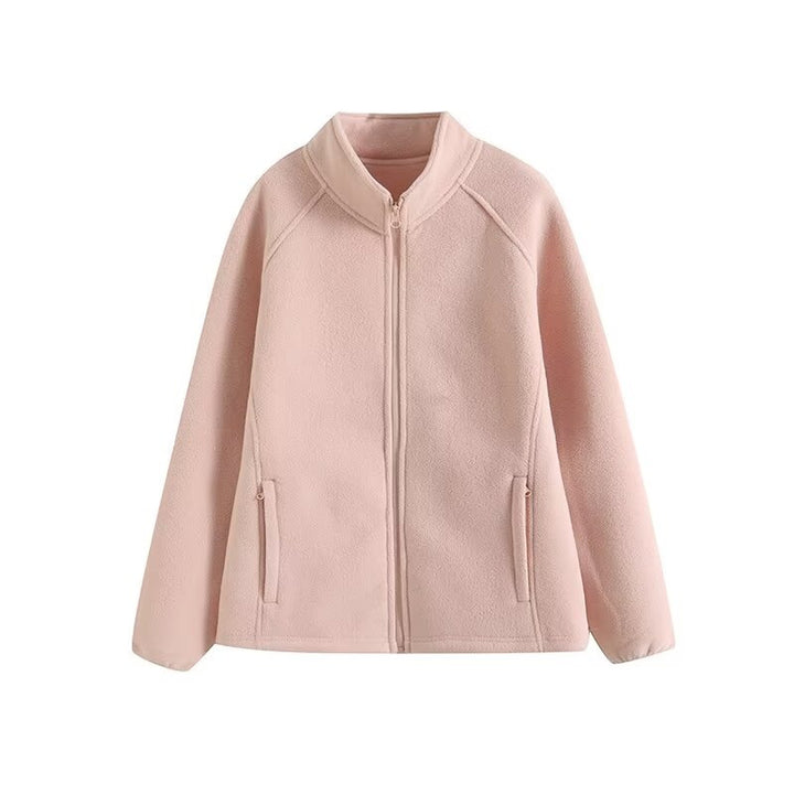 Damen kuschelige Fleecejacke mit hohem Kragen Drune