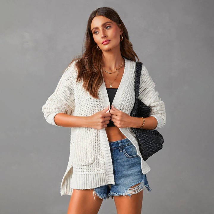 Damen Relaxed Strickjacke mit Taschen und offener Front Drune
