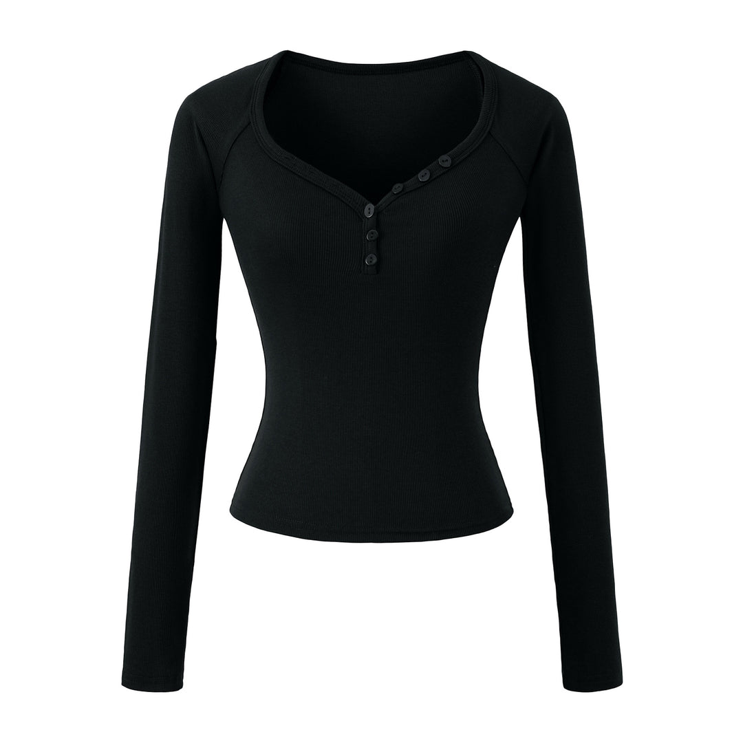 Damen Langarmshirt mit elegantem Knopfverschluss Drune