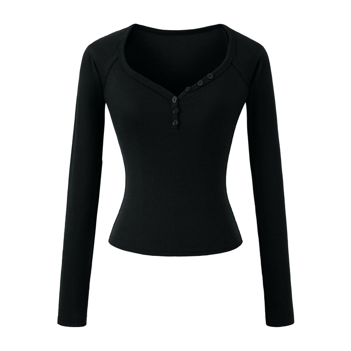 Damen Langarmshirt mit elegantem Knopfverschluss Drune