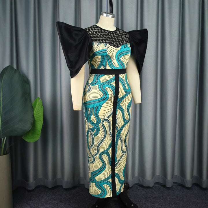 Damen Elegant designendes Maxikleid mit auffälligen Puffärmeln Drune
