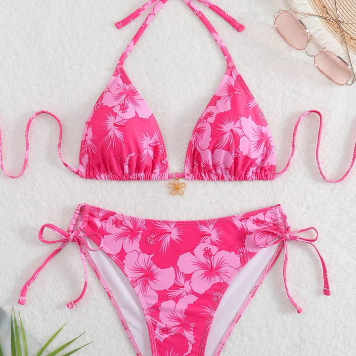 Damen Bikini-Set mit floralem Design und verstellbaren Bindebändern Drune