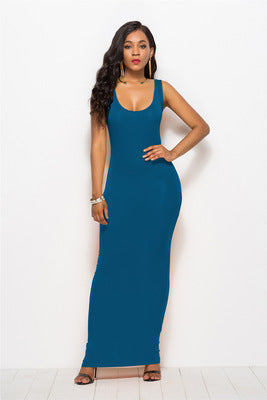 Damen Bodycon Maxikleid mit tiefem Ausschnitt und figurbetontem Schnitt Drune