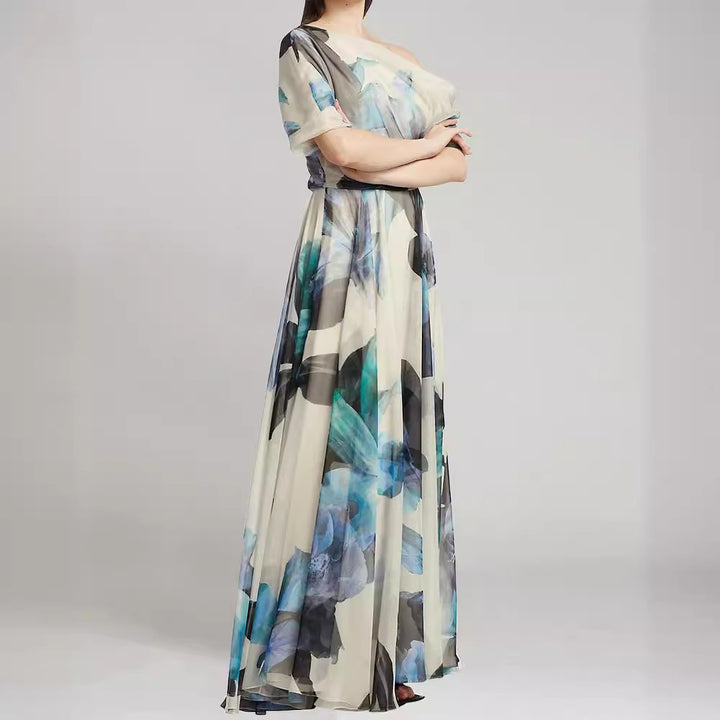Damen Maxikleid aus leichtem Chiffon mit floralem Muster Drune