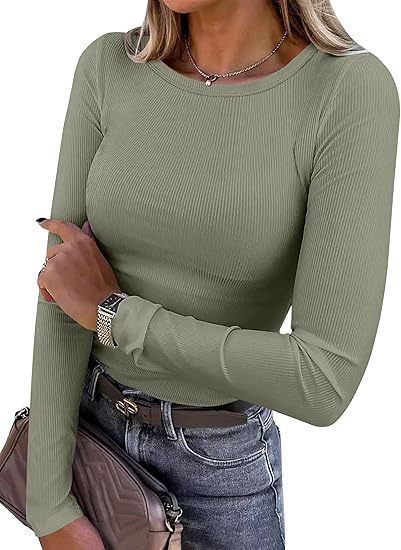 Damen Langarmshirt mit strukturiertem Rippdesign und dezentem Rundhalsausschnitt Drune
