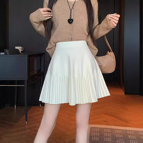 Damen Plissierter Rock mit hohem Taillenschnitt und elegantem Fall Drune