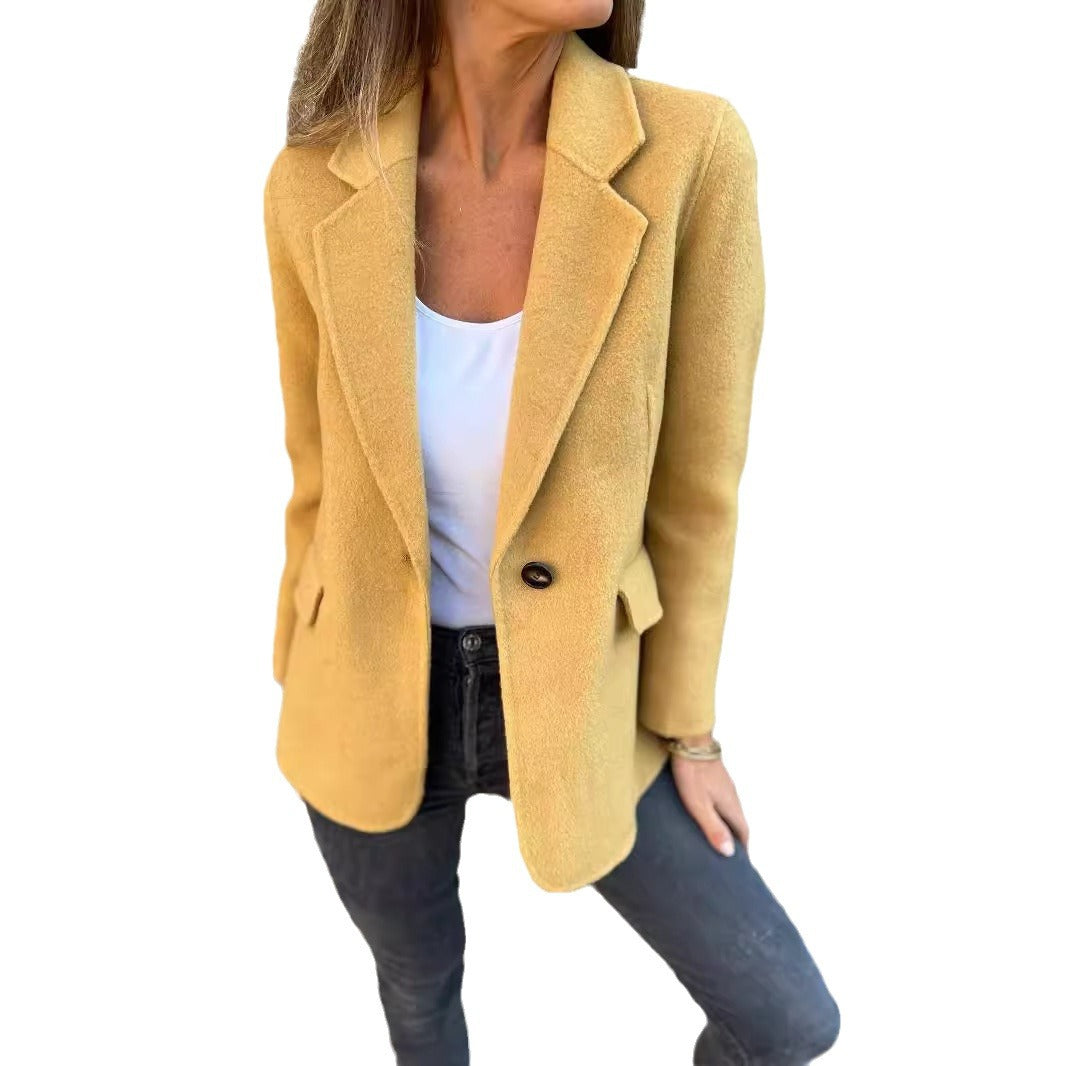 Damen elegante Oversized Blazerjacke mit tiefem Ausschnitt Drune
