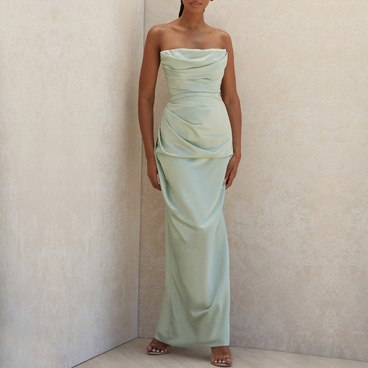 Damen nan trägerloses Abendkleid mit Drapiertem Bustier und schlanker Säulensilhouette Drune