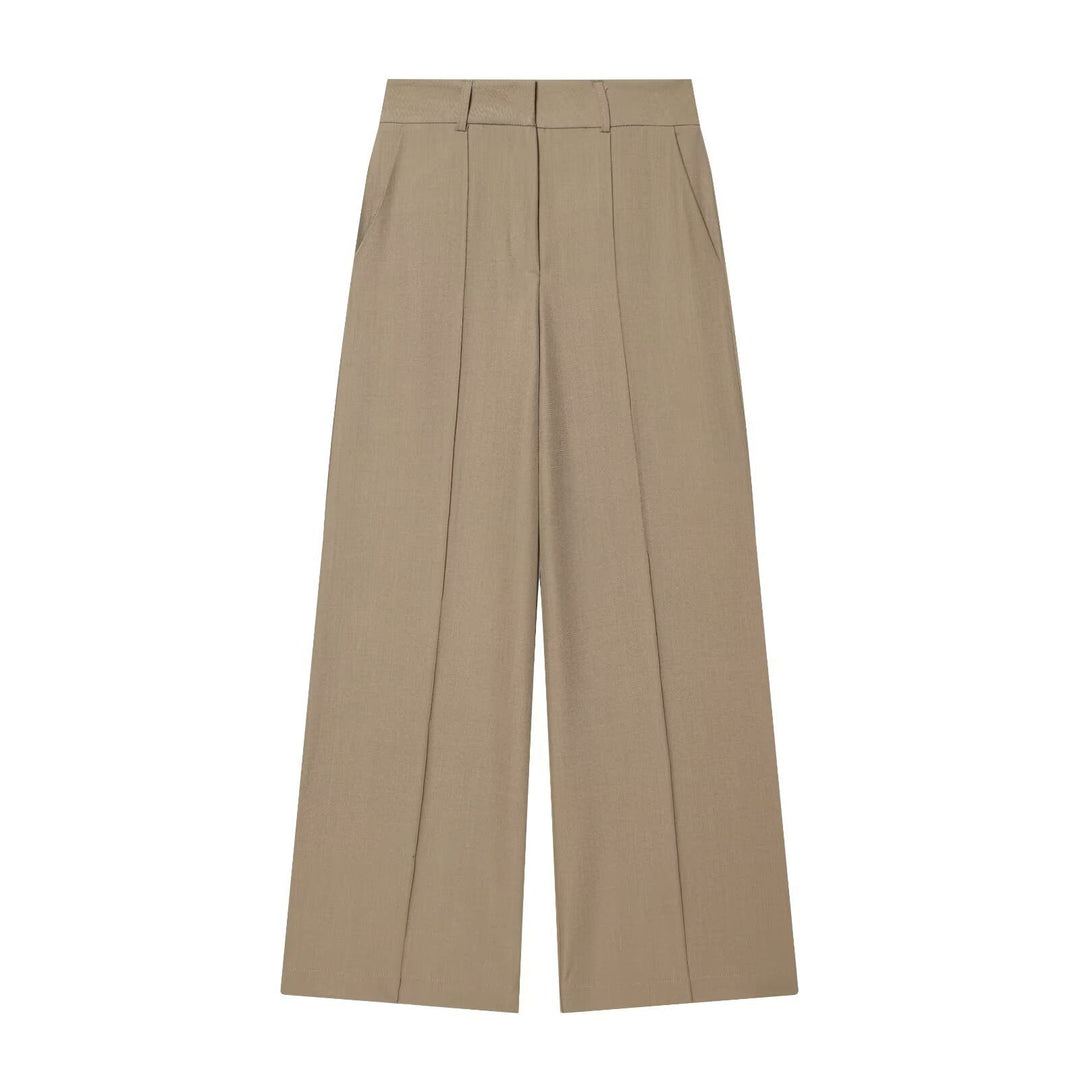 Damen weite Anzughose mit hoher Taille und Falten Drune