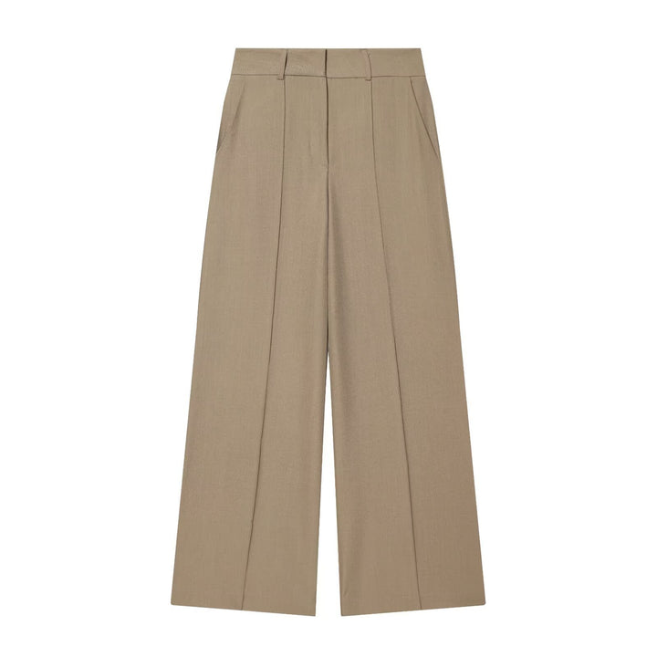 Damen weite Anzughose mit hoher Taille und Falten Drune