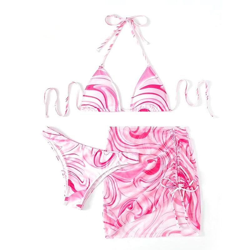 Damen Bikini-Set mit gerafftem Rock und Triangel-Oberteil Drune