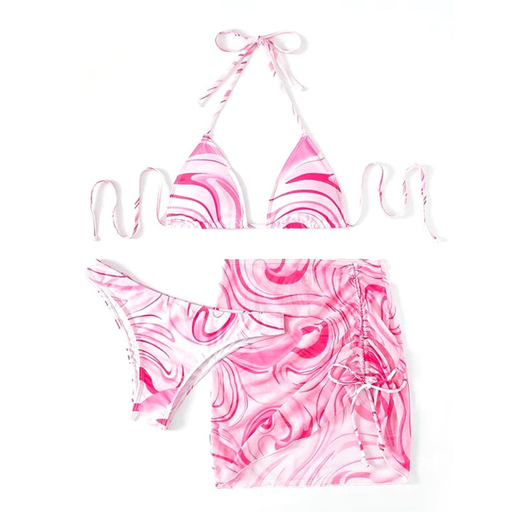 Damen Bikini-Set mit gerafftem Rock und Triangel-Oberteil Drune