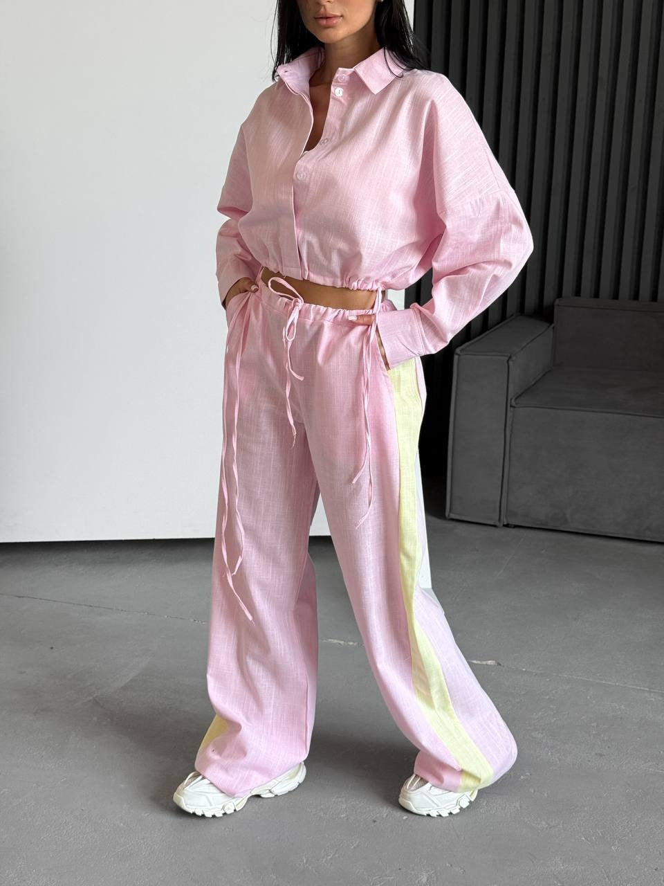 Damen Lässiges Hemd und weite Hose Set Drune
