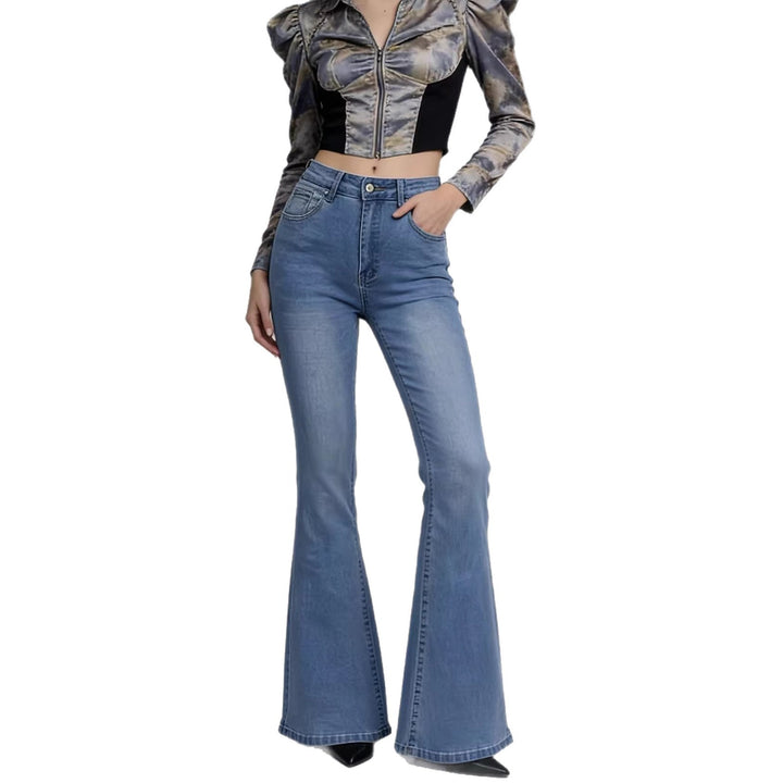 Damen nan hochtaillierte Schlagjeans mit figurformender Passform und weitem ausgestelltem Bein Drune