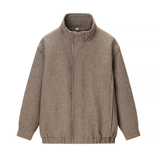 Damen lässige Utility-Jacke im karierten Design mit hohem Kragen und elastischem Bund Drune