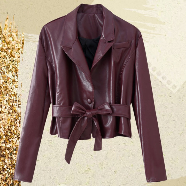 Damen Elegante Kunstlederjacke Drune