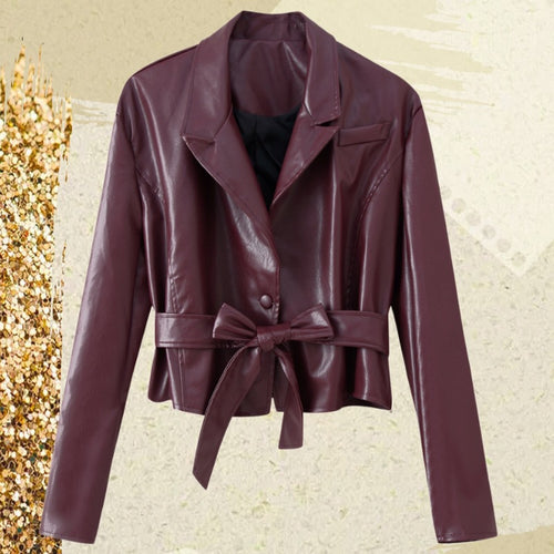 Damen Elegante Kunstlederjacke Drune
