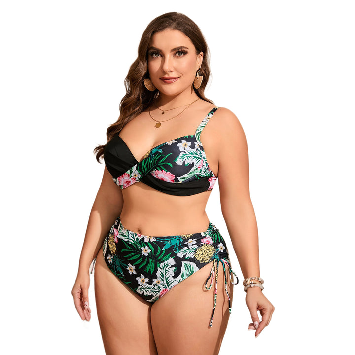 Damen Bikini-Set mit modischem High-Waist Design und floralem Muster Drune