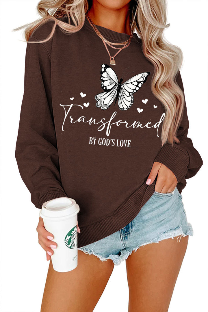 Damen Sweatshirt mit künstlerischem Schmetterlingsmotiv und inspirierendem Schriftzug Drune