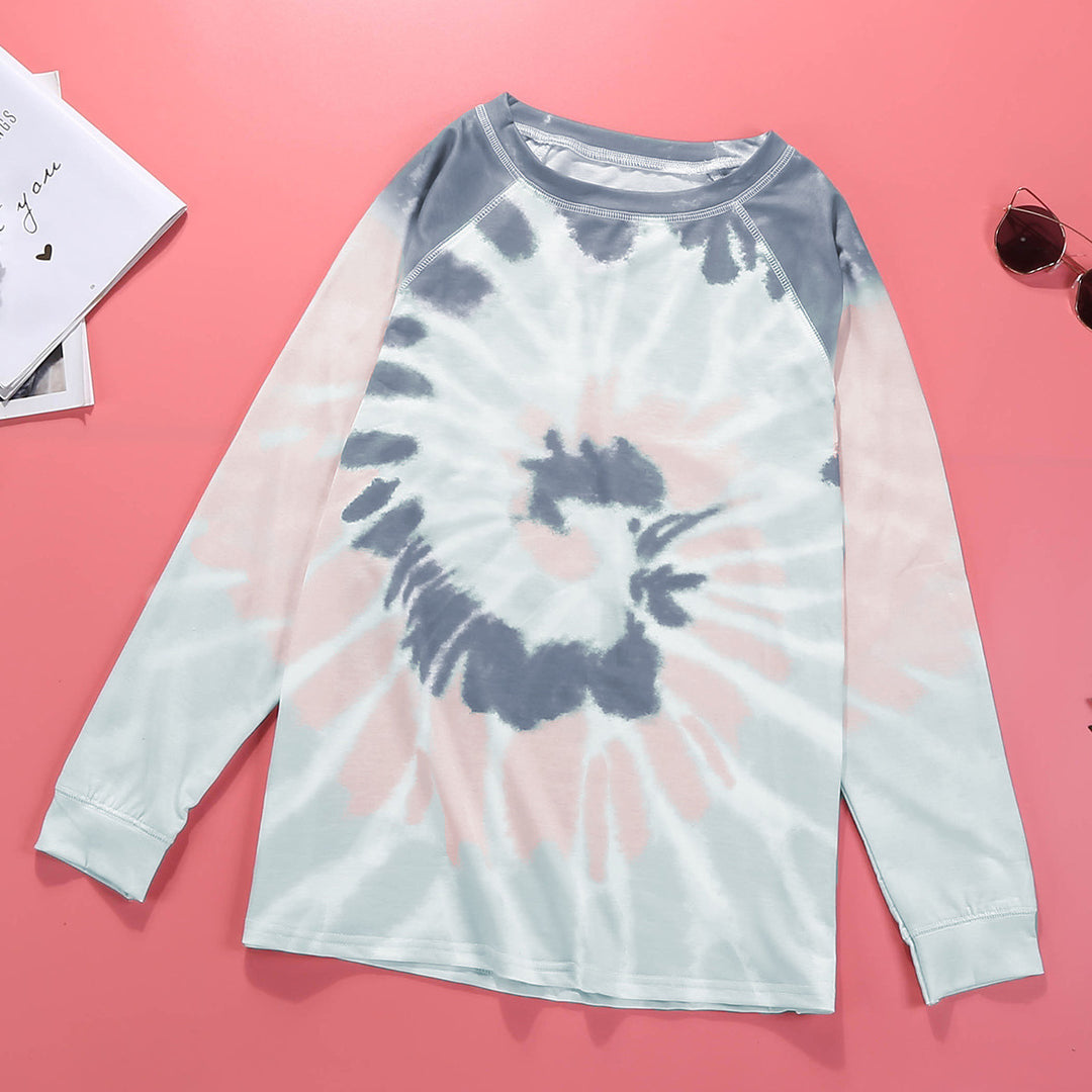 Damen Langarm-T-Shirt mit modernem Batik-Muster und lässigem Schnitt Drune