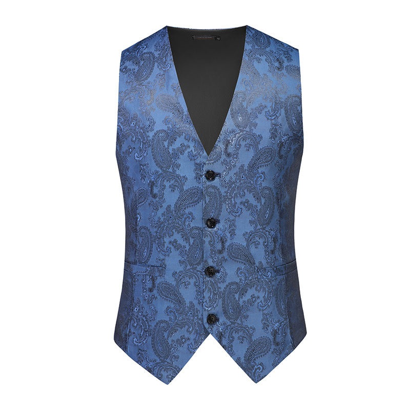 Herren nan feine Jacquard-Anzugweste mit V-Ausschnitt, Zierknöpfen und schmaler Silhouette Drune