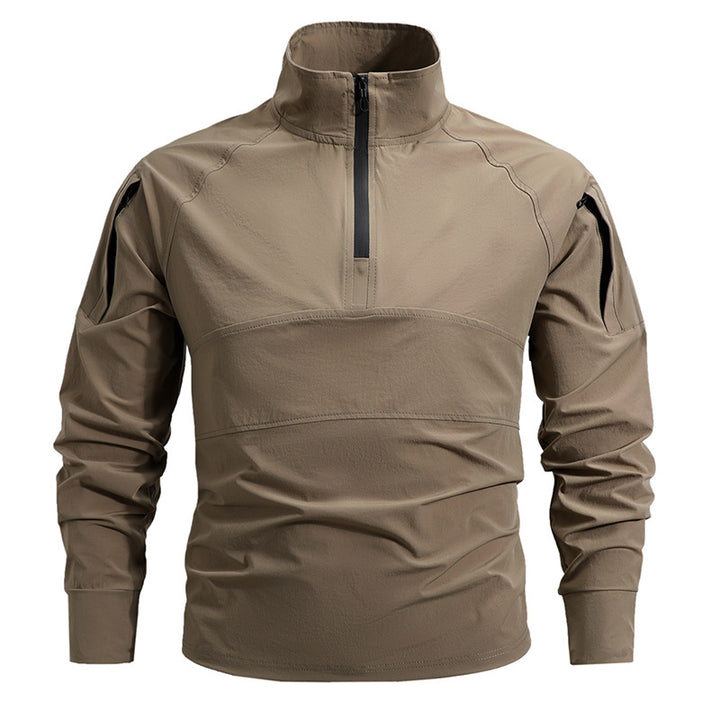 Herren nan taktisches Halbzip-Combatshirt mit Ärmeltaschen, elastischen Bündchen und atmungsaktivem Stretchmaterial Drune