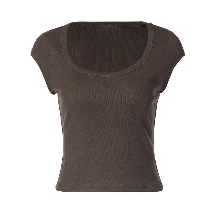 Damen figurbetontes Kurzarm-Top Drune