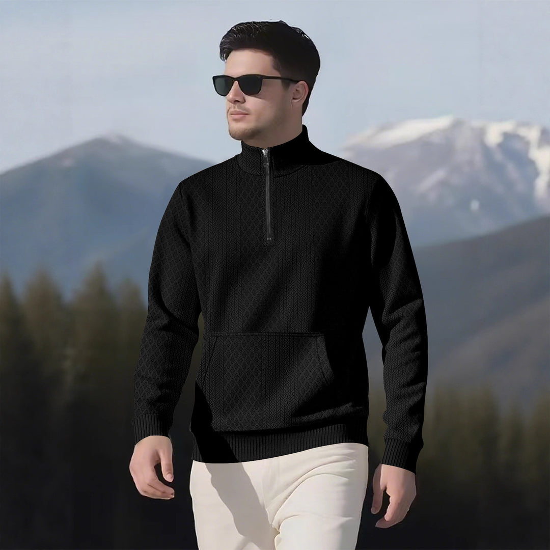 Herren Sweatpullover mit Stehkragen und praktischen Taschen Drune