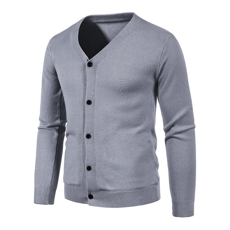 Herren stilvolle Strickjacke mit tiefem V-Ausschnitt und Knopfleiste Drune